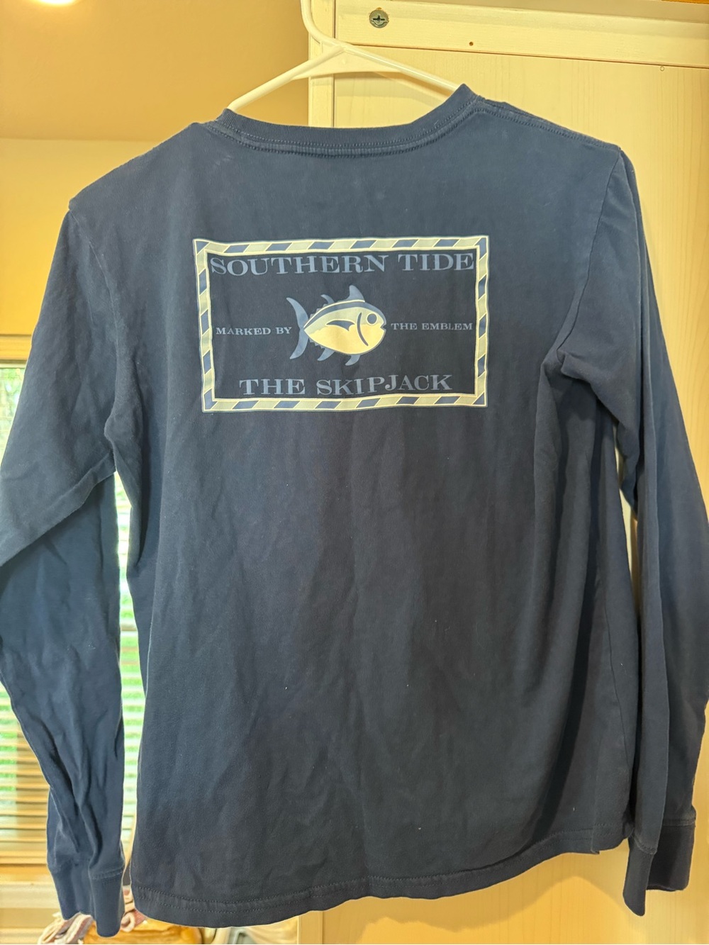 Southern Tide Navy Blue Long Sleeve Tee with Skipjack Graphic